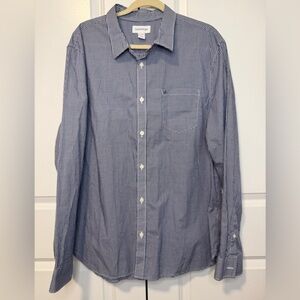 Calvin Klein Men’s XXL Blue White Gingham Button-Down Shirt Long Sleeve